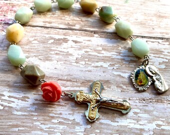 Amazonite Pocket Rosary Catholic Gift