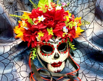 Day of the Dead Catrina Mask Masquerade Traditional Mexican Art  OOAK