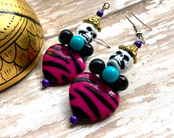 Clown Heart Earrings Halloween Jewelry