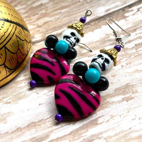 Clown Heart Earrings Halloween Jewelry