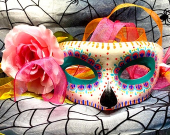 Day of the Dead Catrina Mask Masquerade Traditional Mexican Art Halloween Costume Unique