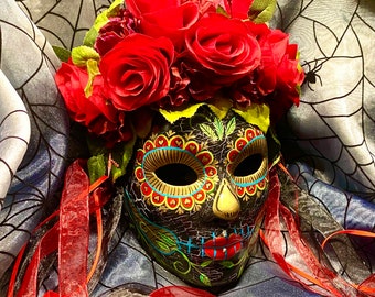 Day of the Dead Catrina Mask Masquerade Traditional Mexican Art  OOAK