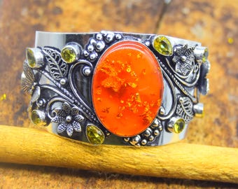 Bracelet En Ambre Blanc Et Argent 925 - Fait Main En Lituanie - Bijou Artisanal Ajustable