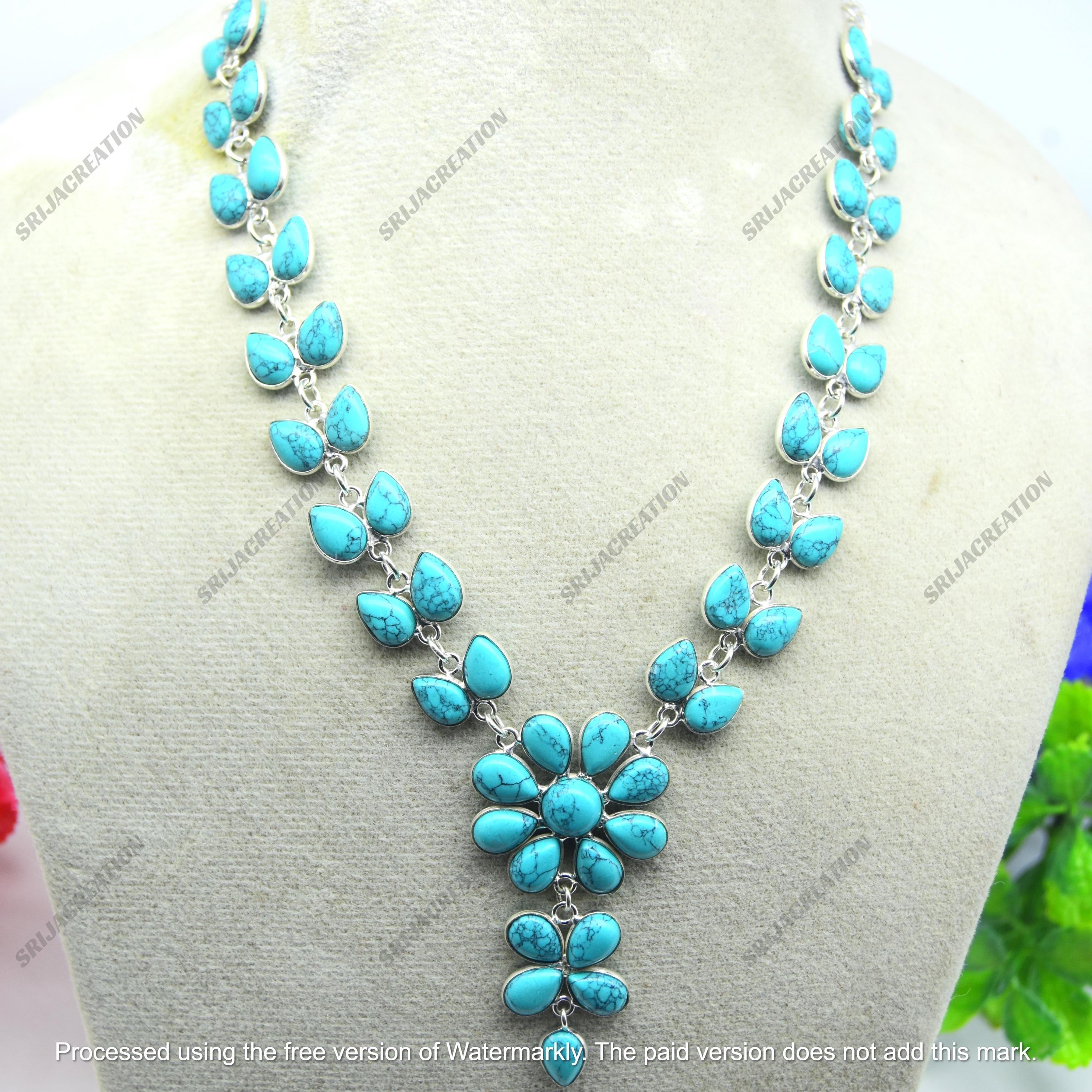 Turquoise Necklace Silver - Etsy