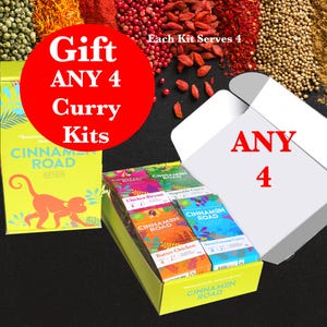 Gift box of ANY 4 Indian Curry Spice Kits from Cinnamon Road