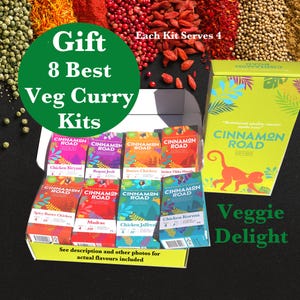 Veggie Delight - Gift set of 8 Indian Curry Spice Kits from Cinnamon Road