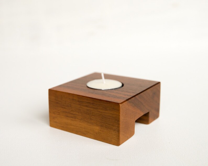 Modern Tealight Holder Set of 3 Wood Tealight Holder Walnut Etsy