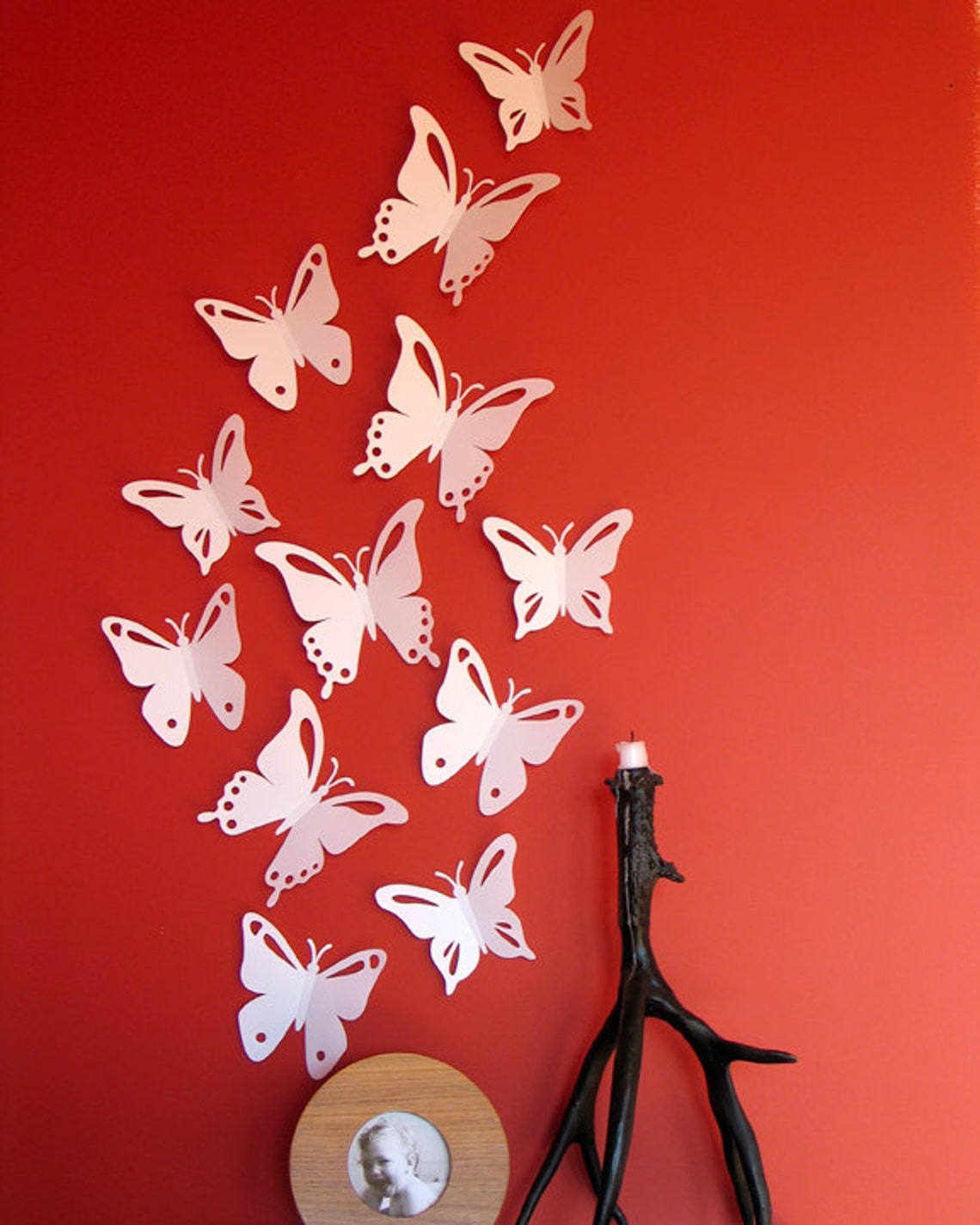 White Butterfly Wall Decor 3D Set of 12 Popart Made in Etsy