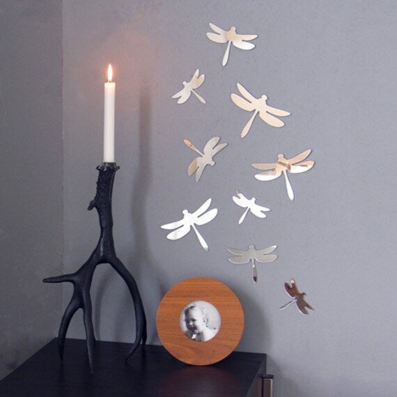 Mirror Dragonflies Wall Art Set Of 3 Silhouettes Acrylic Mirror Dragonflies Wall Art Set Of 3, Mirror Set Wall Decor Canada