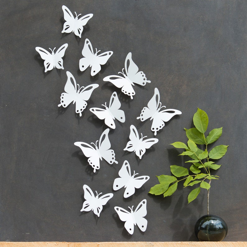 White Butterfly Wall Decor 3D Set of 12 Popart Made in Etsy