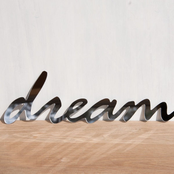 Dream Wall Sign, Wall Decor Word, Mirror Word Dream, Dream Mirror Sign, Wall Art Words, Dream Wall Decor