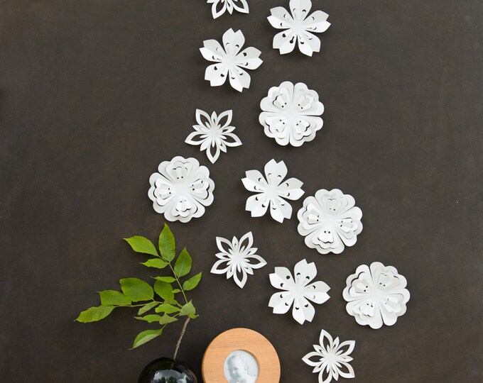 White Flower Wall Decor White Blossoms Popup Set of 12 Etsy