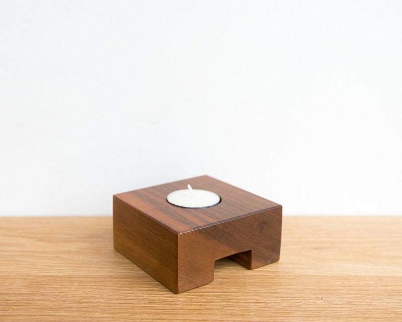 Modern Tealight Holder Set of 3 Wood Tealight Holder Walnut Etsy