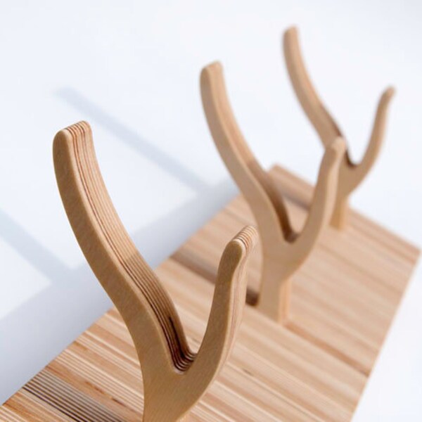 Modern 3-Peg Coat Rack - TWIGGY series - 'Straight and Narrow'