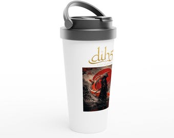 White stainless steel travel mug "Samurai" (15oz)