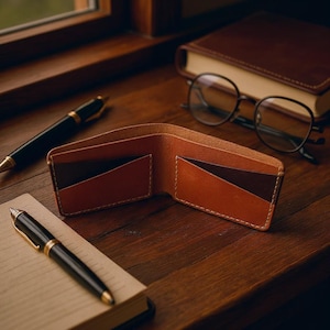 Handmade Minimalist Calfskin Leather Wallet: Slim Card Holder
