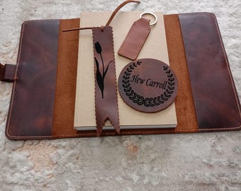 Personalized Leather Journal: Refillable A5 Travel Notebook, Custom Engraved(Notebook included)