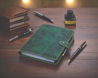 Personalized Leather Journal: Refillable A5 Travel Notebook, Custom Engraved