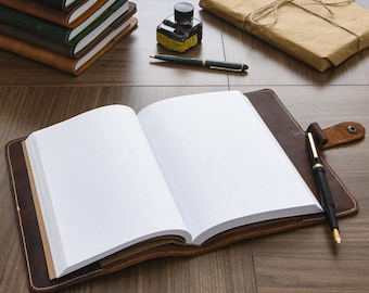 Personalized Leather A5 Journal: Refillable Travel Notebook, Custom Engraved