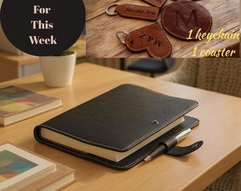 Personalized Leather A5 Journal: Refillable Travel Notebook, Custom Engraved