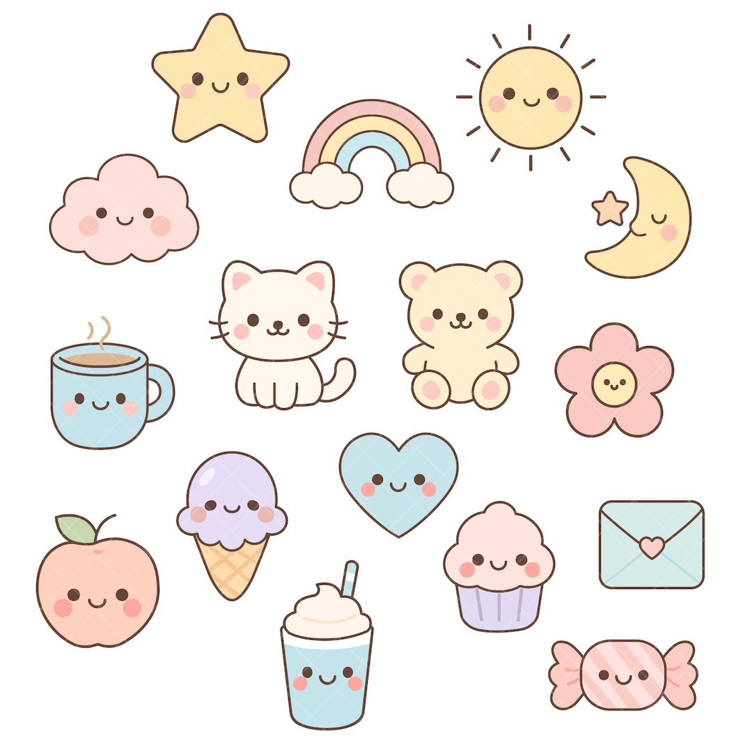 Kawaii Pastel Clipart | Cute Stickers, Scrapbooking (digital Download ...