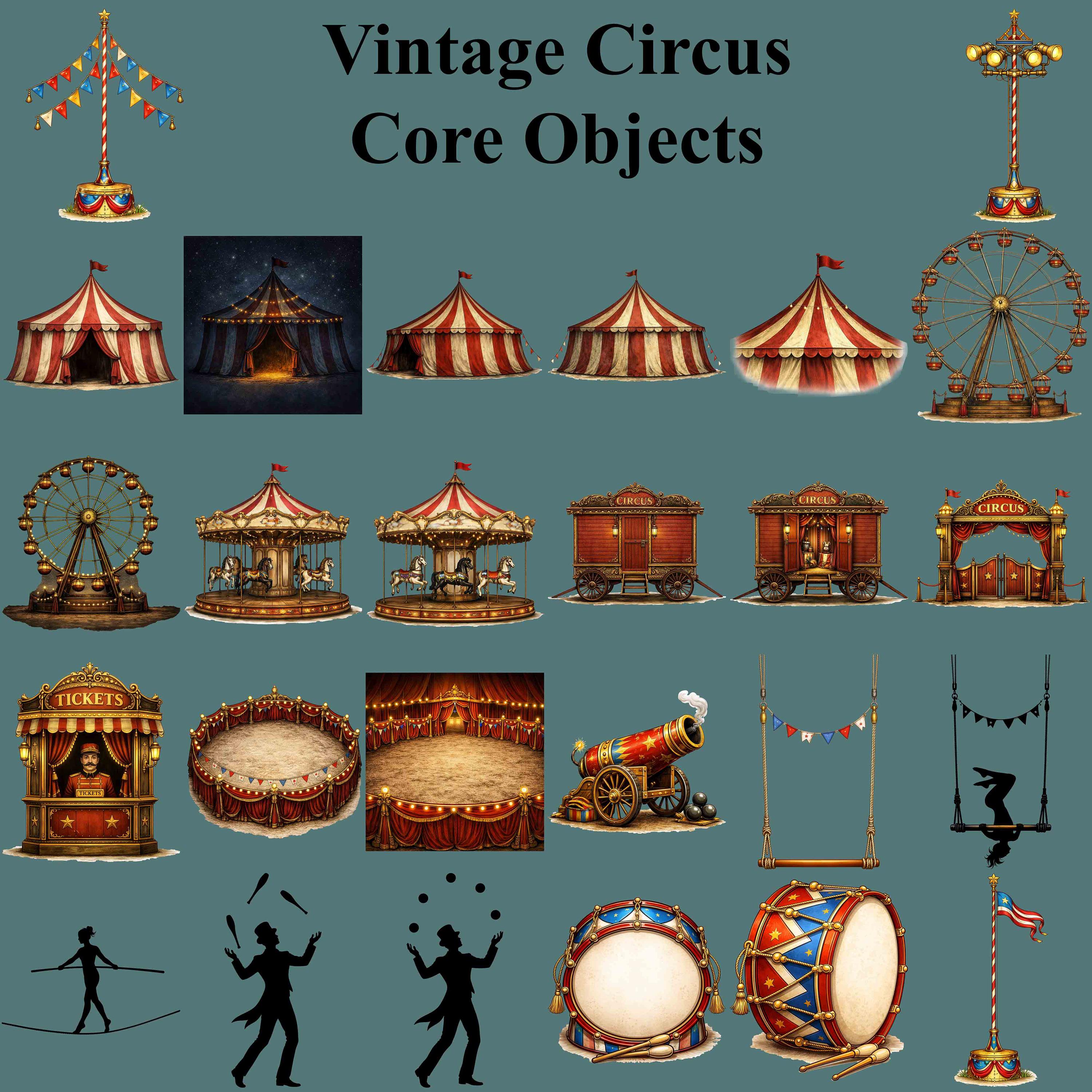 Vintage Circus Mega Bundle 150 PNG | Circus Clipart, Junk Journal ...