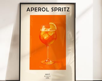 Impresión de Aperol Spritz: Arte retro para carrito de cócteles (descarga digital)