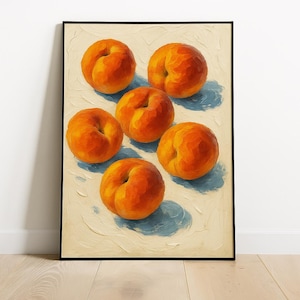 Watercolour Peach Wall Art: Peach Illustration Poster, Hand Painted Fruit, Modern Fruit Watercolour Decor, Dining Room Wall Art Print
