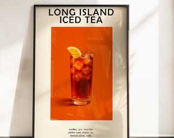 Long Island Iced Tea Print: Retro Bar Cart Wall Art (Digital Download)