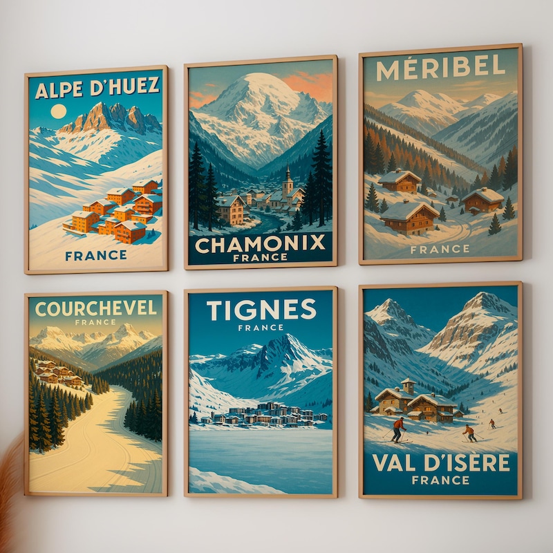 France Ski Resort Art - Etsy