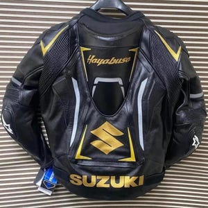 Suzuki Hayabusa Racing Leather Jacket Genuine Cowhide Leather Biker Jacket CE Armor Approved MotoGP Gear Christmas Gift For Him