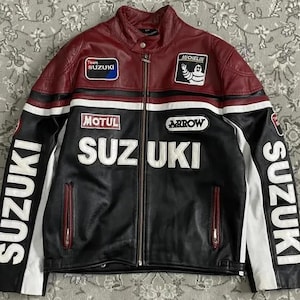 Suzuki Biker Leather jacket For Men genuine Cowhide Motorcycle Racing Jacket Road Safety Leather for Riders Perfect gift For Him