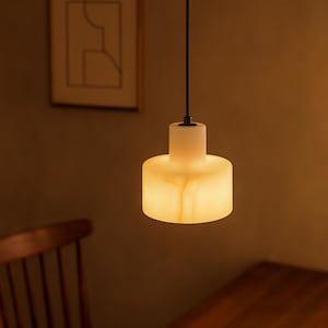 Natural Marble Pendant Light: Modern Stone Hanging Lamp, Iron Finish