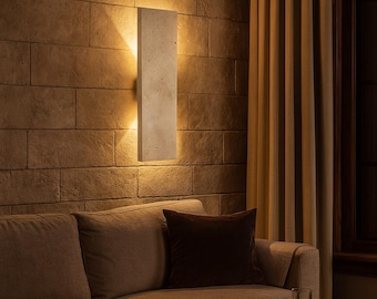Travertine Stone Wall Light – Wabi Sabi Minimalist LED Sconce