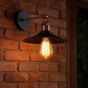Industrial Wall Sconce: Vintage Metal & Brass Rustic Lighting