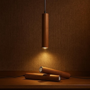 Minimalist Walnut Wood Pendant Light: Modern Kitchen Island Lighting