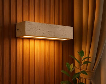Modern Travertine Wall Light – Natural Stone LED Sconce, Waterproof Indoor Outdoor Lighting