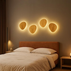 Wood LED Wall Lamp – Modern Warm Glow Wooden Sconce Light