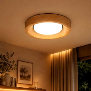 Natuurlijke houten led-plafondlamp voor inbouwmontage | Minimalistische Scandinavische spotlamp