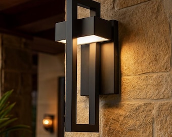 Moderne schwarze LED-Wandleuchte aus Aluminium - wasserdichte Außenleuchte