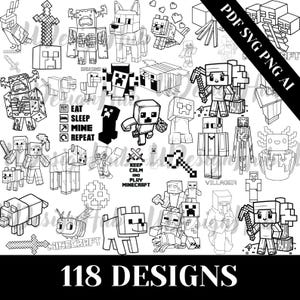 Gaming Svg Png Bundle , 118 Layered Svg Bundle , Cricut and Silhouette Files ,Gaming Clipart , Mine Crft Cut Files Instant Download