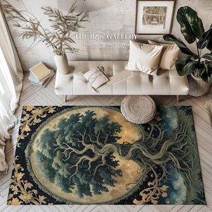Baum Darkcore Cottage trifft Woodland Überwurf mit rustikalem Wohndekor, Vintage Botanischer Wandteppich und Himmlischem Wald - Inspirierter Vorhang