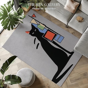 Wandteppich, Katzen-Dekor mit skurrilem Geometrischen Teppich, Pilz-Liebhaber-Decke und Winter Cottagecore künstlerischem Flair