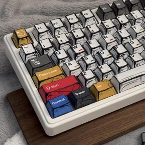 Anime-Inspired Comic Style Colorful Keycap Set – 136 Keys, Original Factory Height, Handmade Custom Keycaps for Mechanical Keyboards