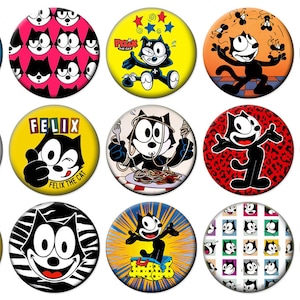 2-1/4&quot; -   FELIX the CAT -  Lot of 15 Buttons - Pin Back Button Badge
