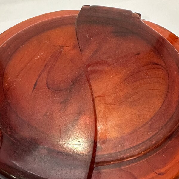 Vintage Powder Compact Tortoise Shell Swirl Flapjack Lucite Ladies