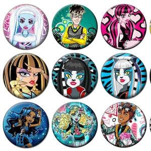 1&quot; - MONSTER HIGH - Set 4 -  Lot of 15 Buttons - Pin Back Button Badge