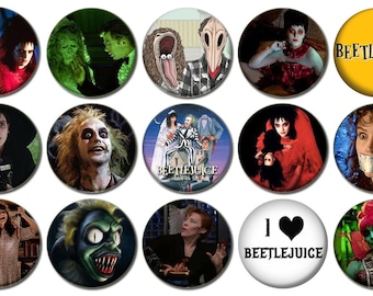 2-1/4" - BEETLEJUICE -  Lot of 15 Buttons - Pin Back Button Badge