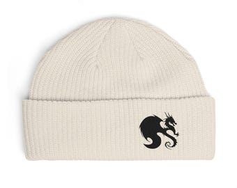Dragon Cuff Beanie | Ribbed Knit Acrylic Winter Hat