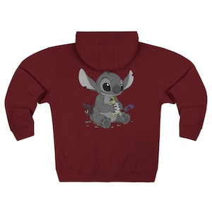 Ohana Stitch Tortoise Unisex Zip Hoodie, Forget Me Not Flower Design, Family Sweatshirt, Cute Hooded Jacket, Unique Gift, Stitch Lover image 13